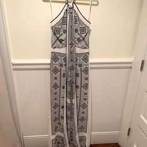 BCBG long crepe black and white gown.